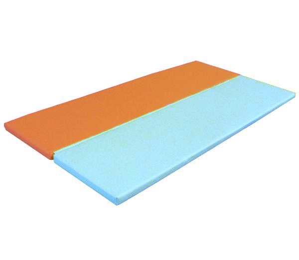 Matelas bicolore pliant simili peau de pche 200 x 100 x 10cm (coloris: bleu clair/orange) (REF 50236)